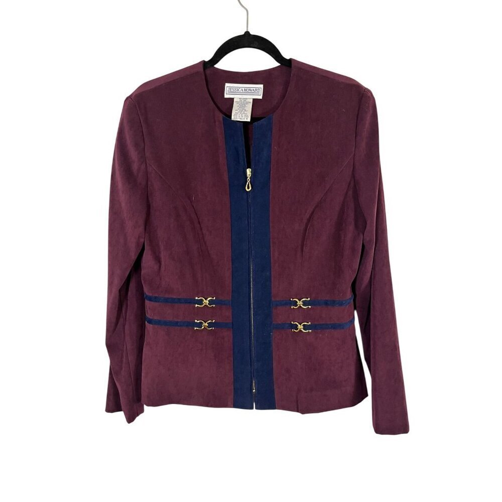 Suede Retro Jacket 12 Purple Western Equestrian Classic Chic Old Money‎ Preppy
